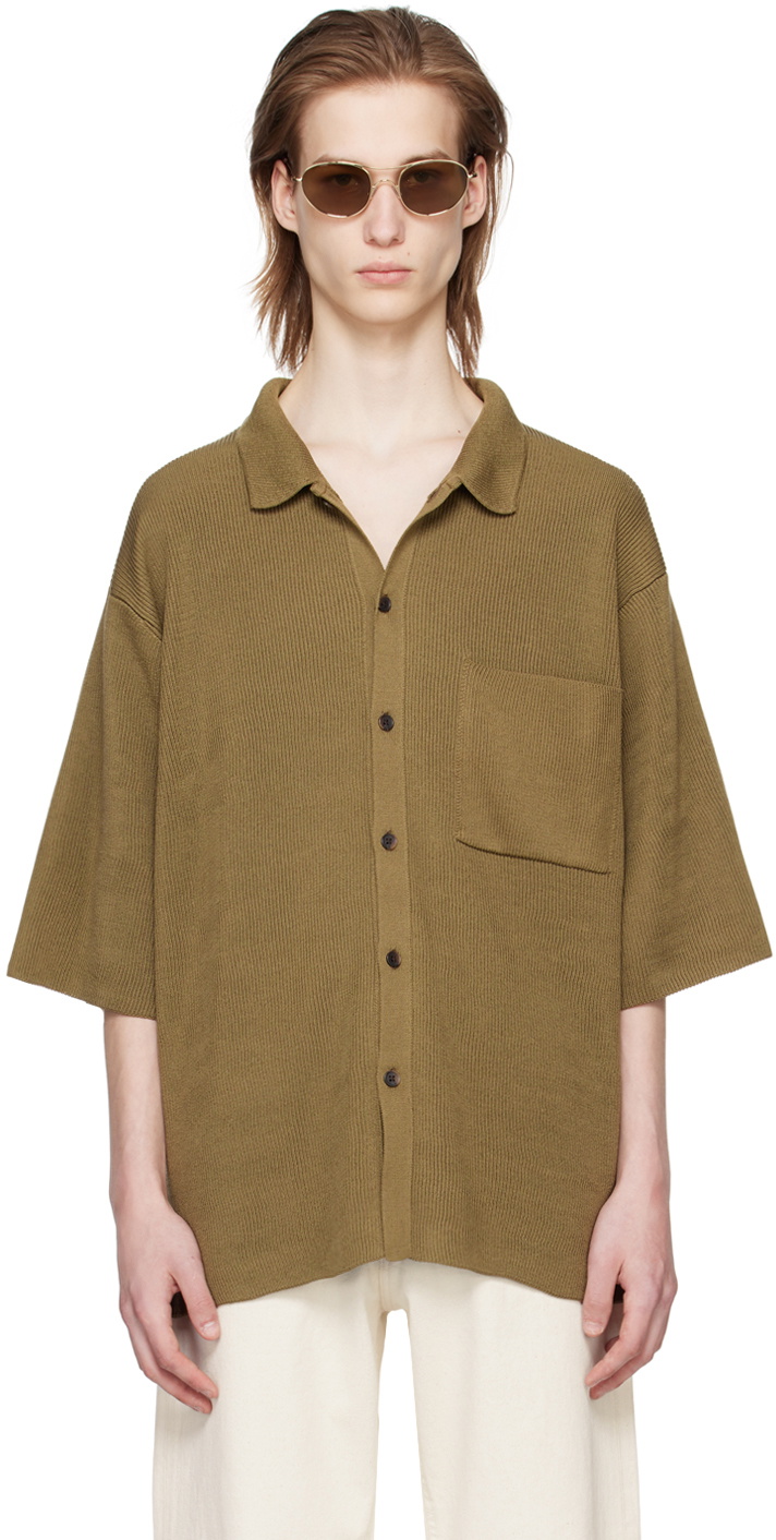 YOKE Khaki Spread Collar Shirt