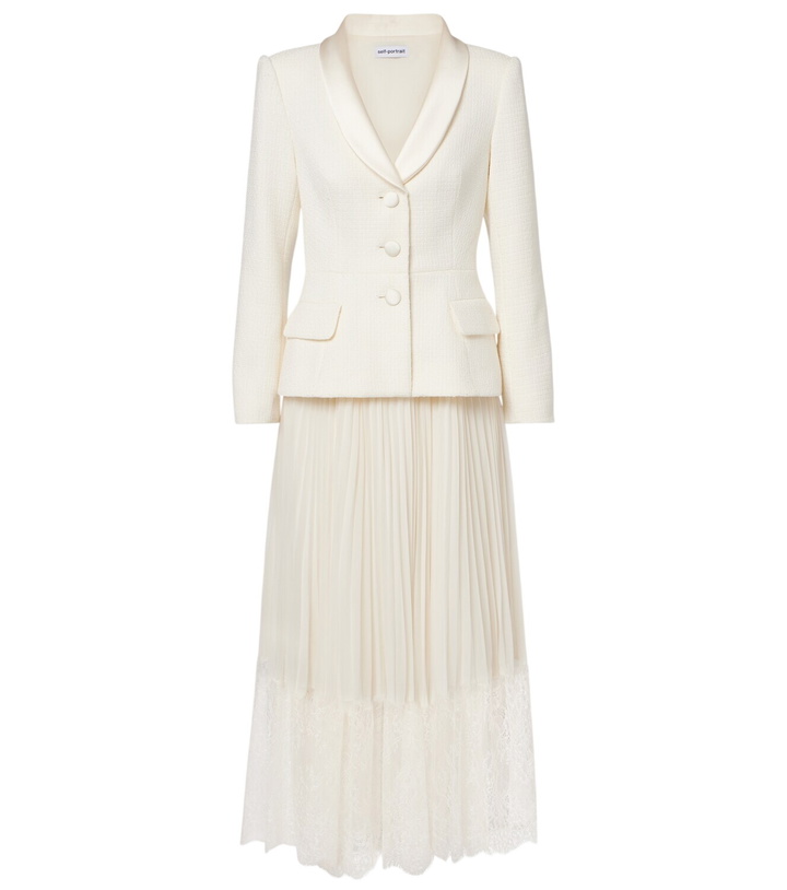 Photo: Self-Portrait Bouclé and chiffon midi dress