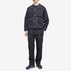Uniform Bridge Men's Stripe Denim Pocket Cardigan Jacket in Blue