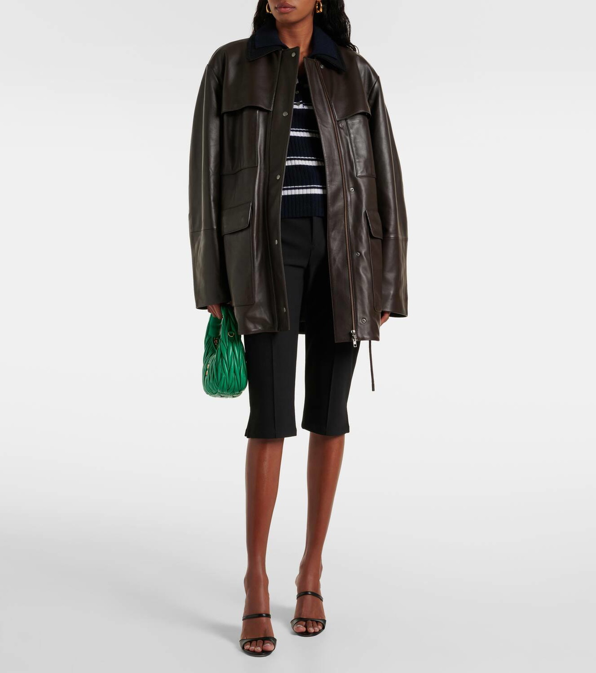 Vince Wool-trimmed leather jacket
