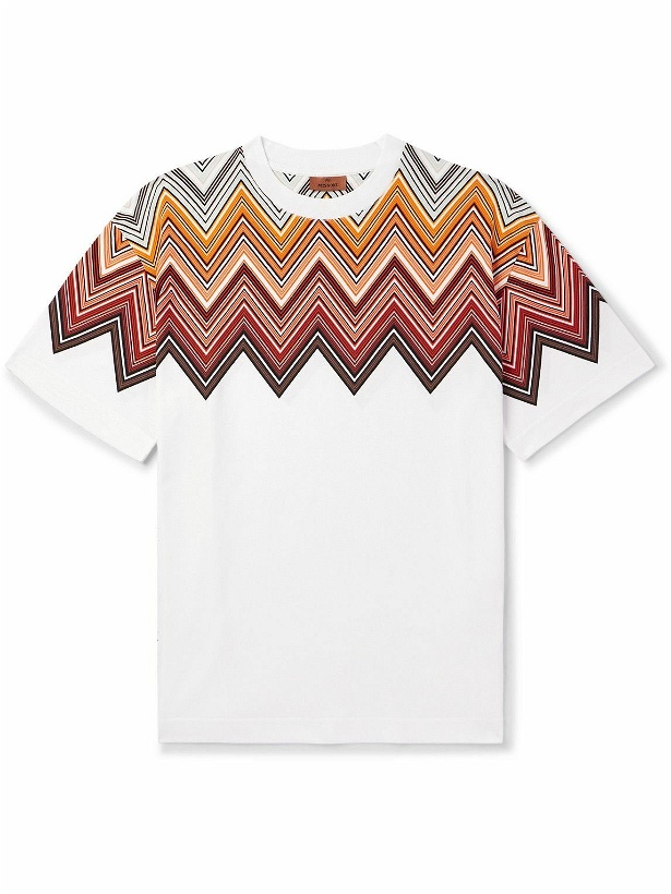 Photo: Missoni - Oversized Logo-Appliquéd Printed Cotton-Jersey T-Shirt - White