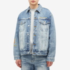 Billionaire Boys Club Men's Duck Embroidered Denim Jacket in Heavy Wash Blue