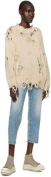 R13 Beige Floral Distressed Sweater