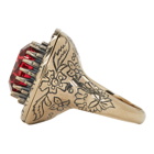 Alexander McQueen Gold and Red Jewelled Ring