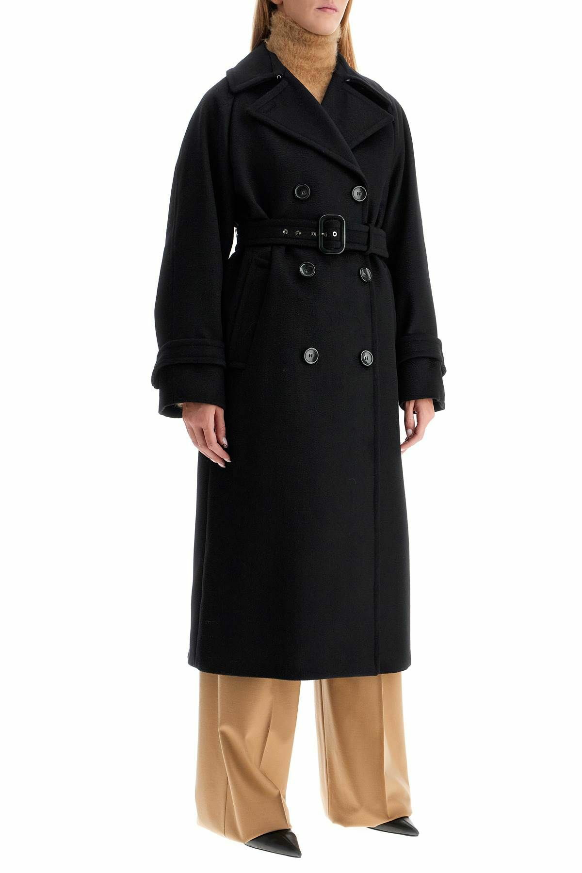 SPORTMAX 'leandro' long coat in pure Black Sportmax