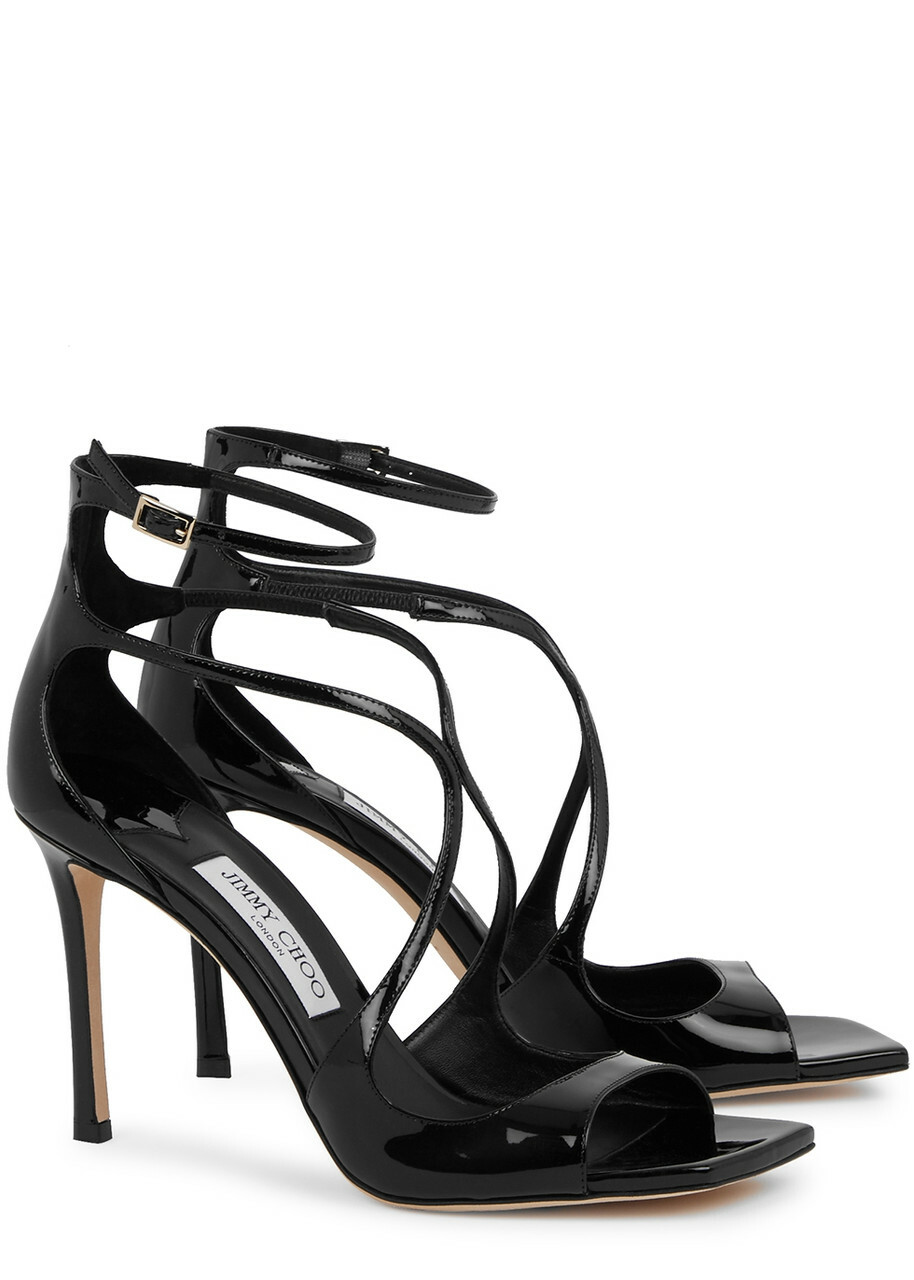 Jimmy Choo Azia 95 Black Patent Leather Sandals Jimmy Choo