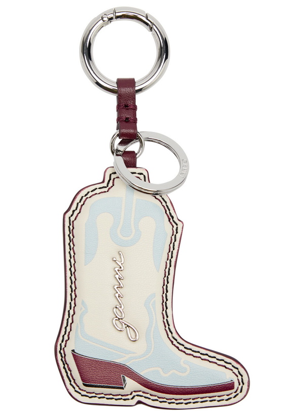 Photo: Ganni Western Boot Leather Keyring - Light Blue - One Size