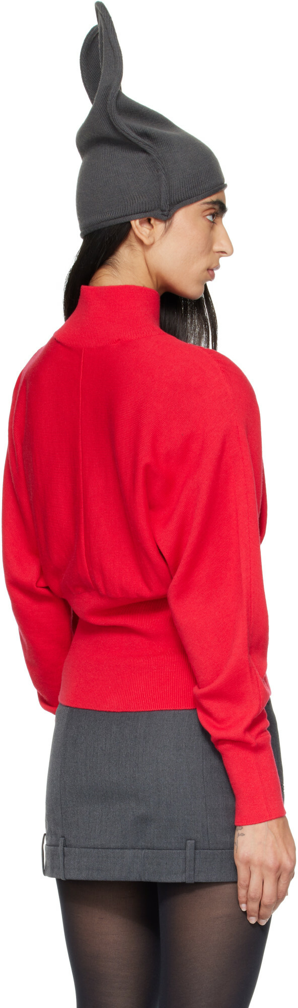 OPEN YY Red Button Up Blouson Cardigan