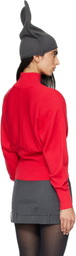OPEN YY Red Button Up Blouson Cardigan