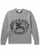 Burberry - Logo-Jacquard Wool Sweater - Gray