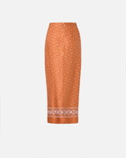 Pinko Bandana Print Sarong Midi Skirt Burnt/White