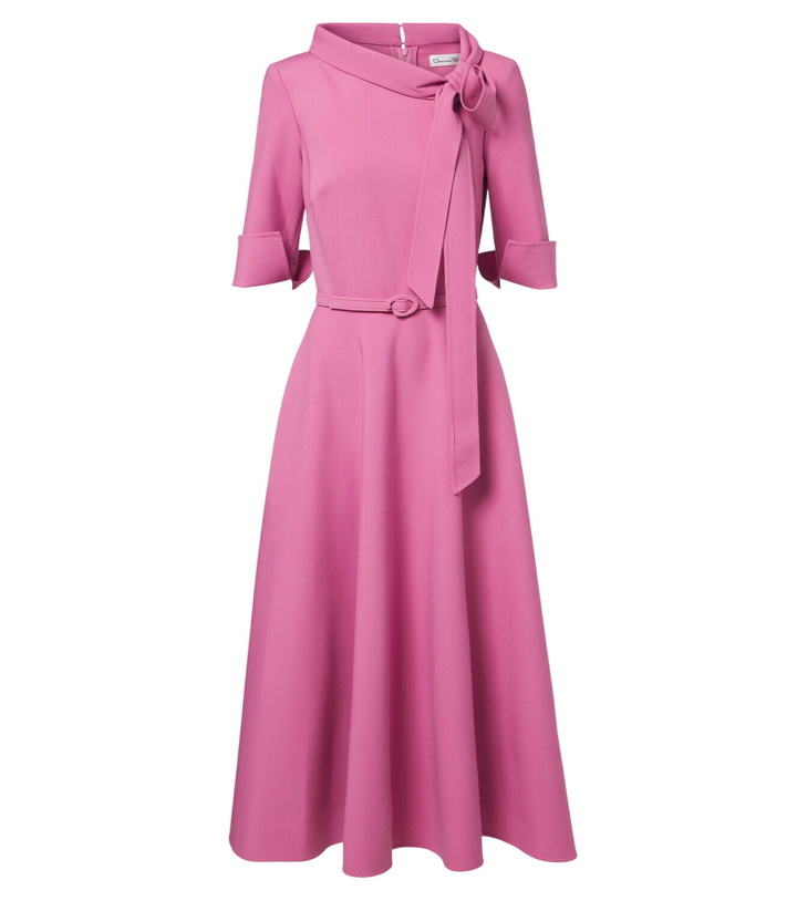 Photo: Oscar de la Renta Belted tie-neck wool-blend midi dress