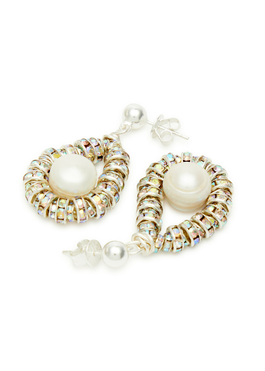 Pearl Octopuss.y Tiny Oyster Embellished Drop Earrings - Silver - One Size