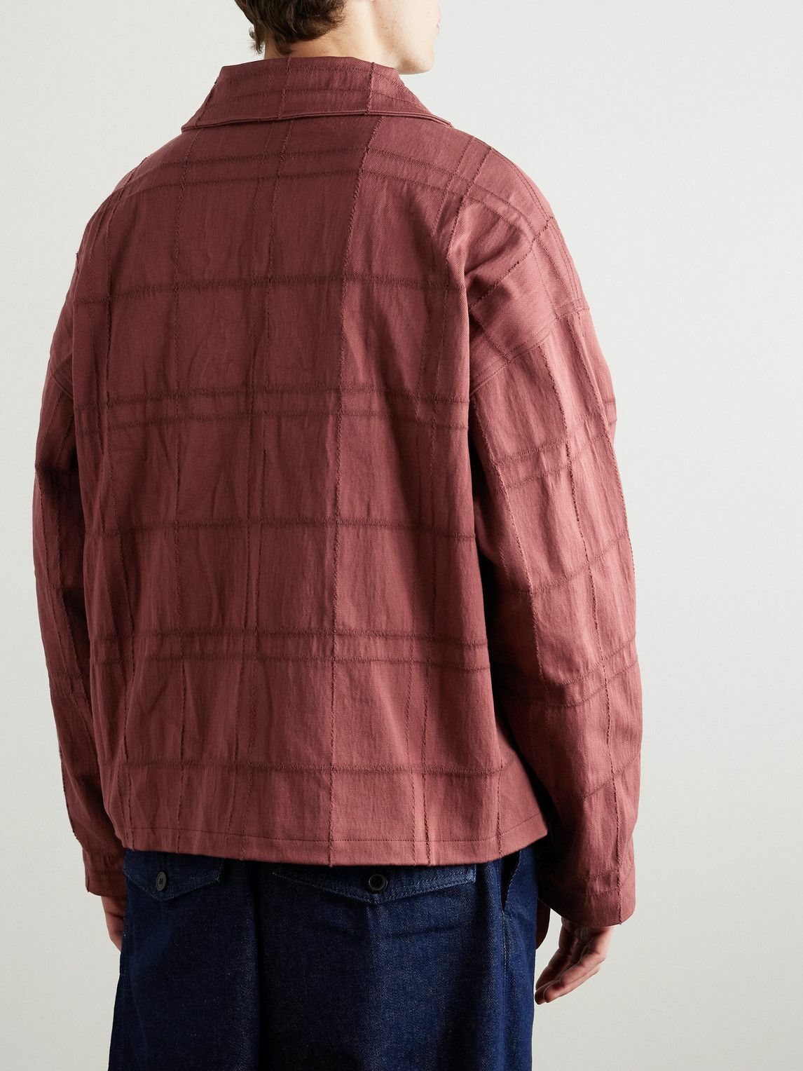 The Elder Statesman - Checked Cotton-Blend Jacquard Jacket - Red