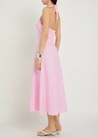 Faithfull The Brand Marais Halterneck Linen Midi Dress Pink