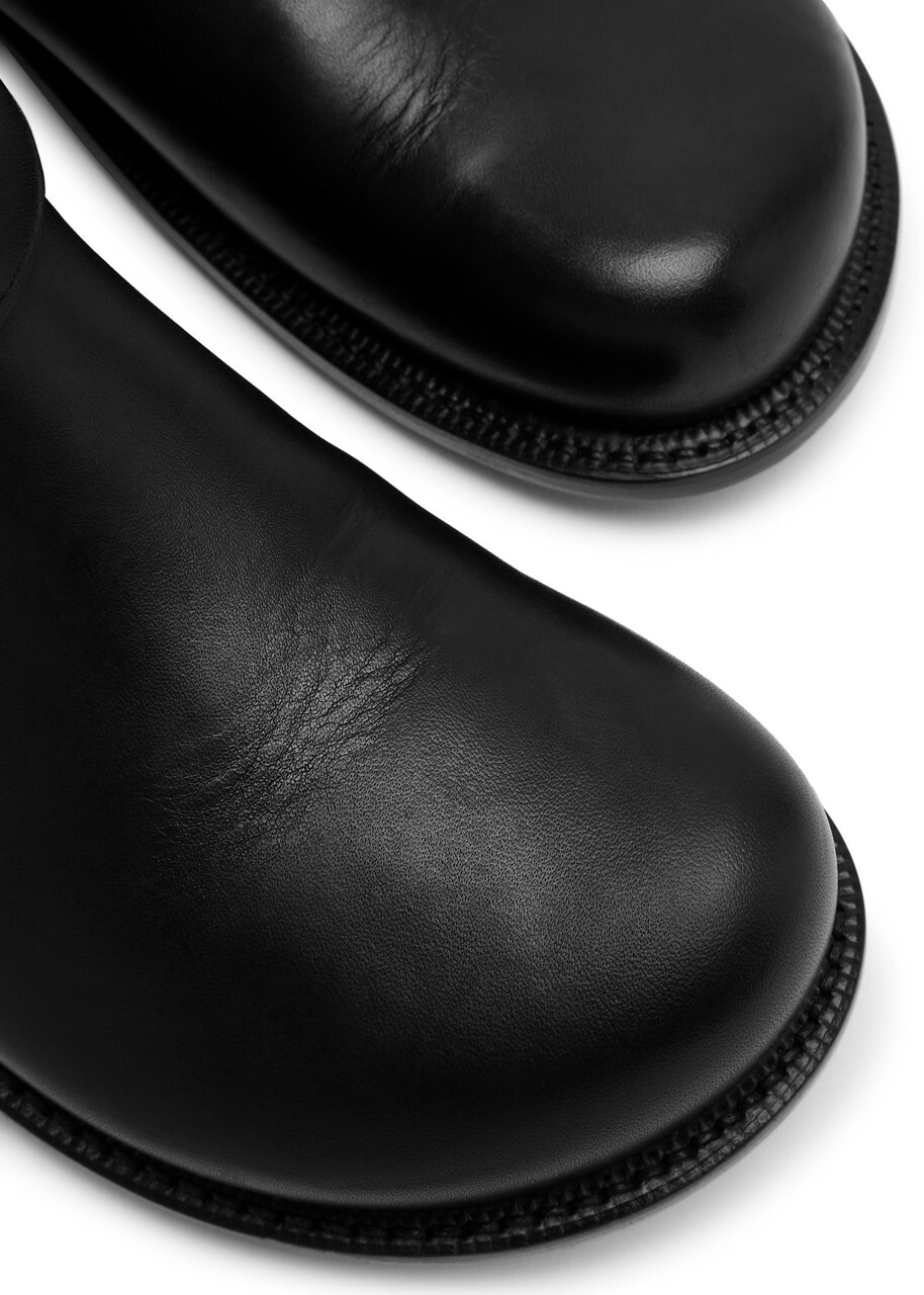 Loewe Campo Biker Leather Ankle Boots Black