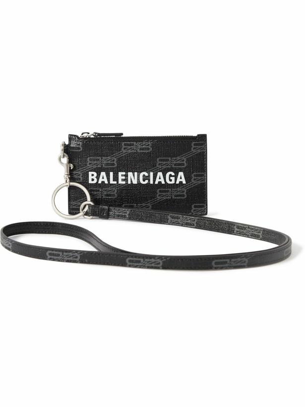 Photo: Balenciaga - Logo-Print Cross-Grain Leather Cardholder with Lanyard