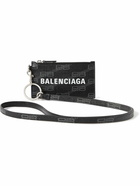 Balenciaga - Logo-Print Cross-Grain Leather Cardholder with Lanyard