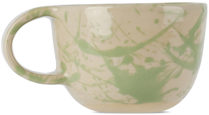 BOMBAC Off-White & Green Splatter Mug