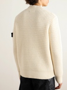 Stone Island - Logo-Appliquéd Ribbed Wool Rollneck Sweater - Neutrals