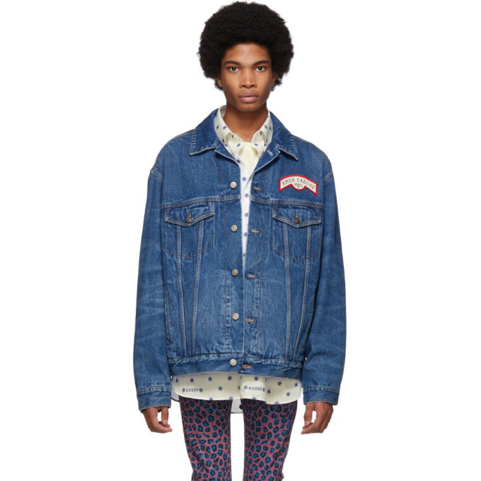 Photo: Gucci Blue Denim Patches Oversized Jacket
