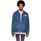Gucci Blue Denim Patches Oversized Jacket