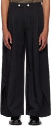 NULLUS Black Corduroy Paneled Athletes Track Pants