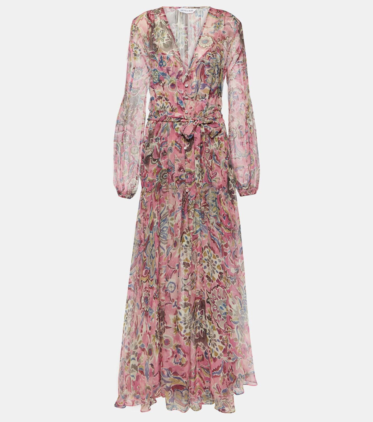 【Veronica Beard】 Dovimaフローラルシルクミディドレス Veronica Beard Dovima Floral Print Silk-Chiffon Midi Dress