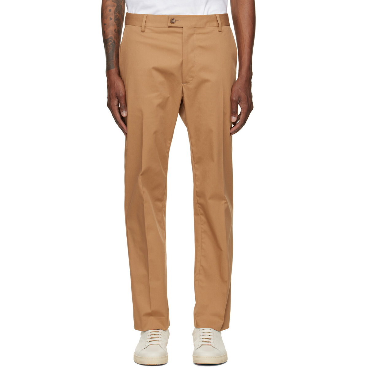 BOSS Tan Creased Trousers