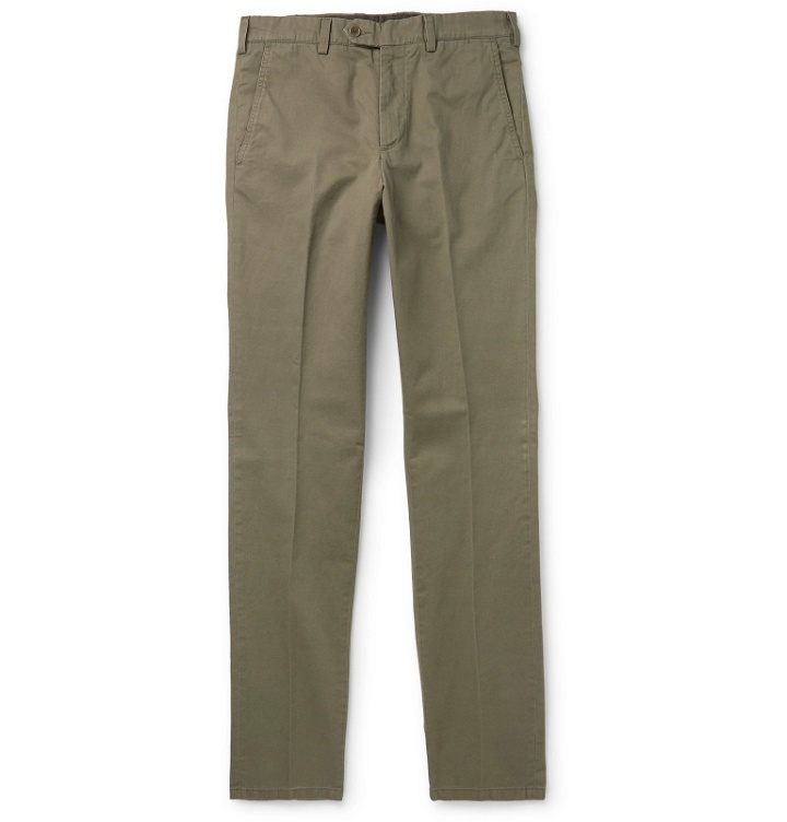 Photo: Aspesi - Tapered Garment-Dyed Cotton-Twill Trousers - Green