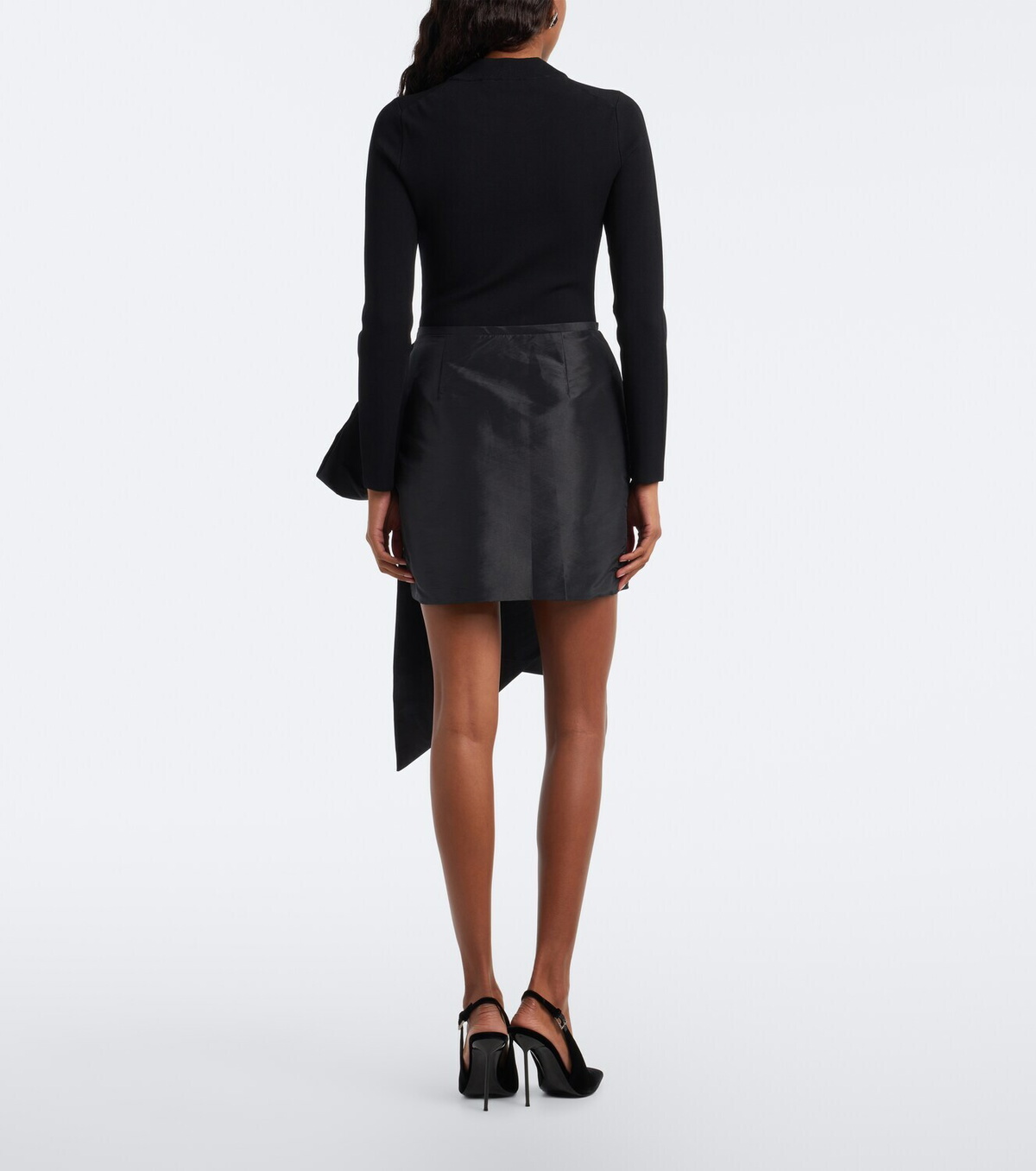 Simkhai Bow-detail knitted taffeta minidress