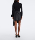 Simkhai Bow-detail knitted taffeta minidress