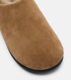 Christen Big Bootie shearling-trimmed suede slip-on shoes
