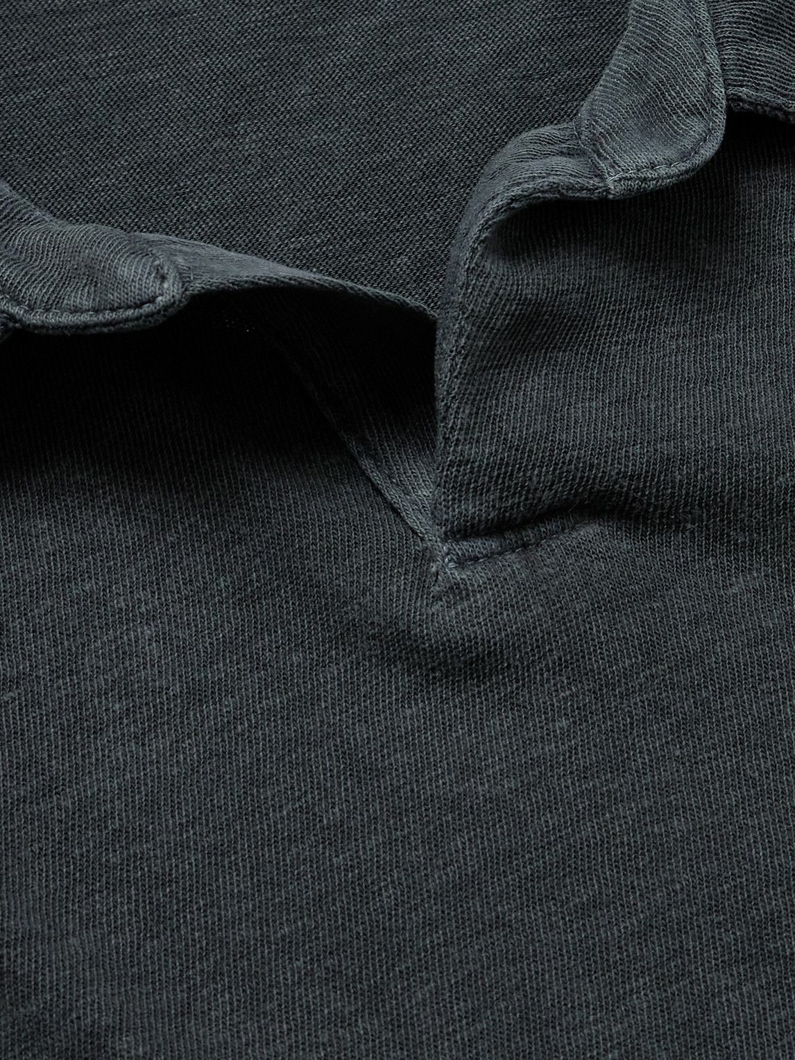 James Perse - Open-Collar Slub Cotton-Jersey Polo Shirt - Black