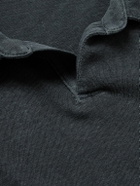 James Perse - Open-Collar Slub Cotton-Jersey Polo Shirt - Black
