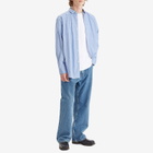Róhe Men's Stripe Long Sleeve Shirt in Light Blue/White