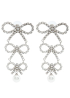 Self-portrait Bow Crystal-embellished Silver-plated Drop Earrings - One Size