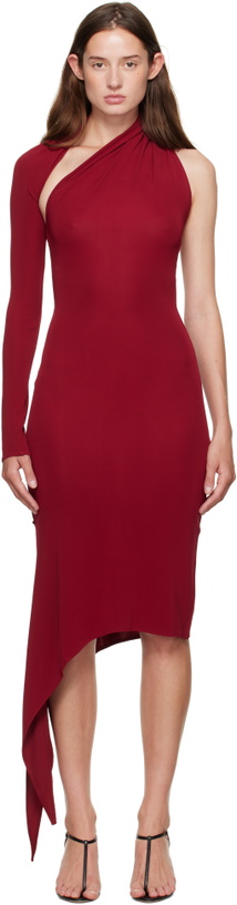 Photo: Courrèges Burgundy One Shoulder Crepe Jersey Midi Dress