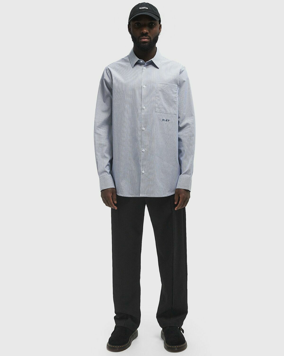 ØLÅF OXFORD STRIPE SHIRT LS Blue Mens Longsleefe