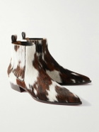 Christian Louboutin - Cheliviss Cow-Print Calf Hair Ankle Boots - Brown