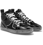RtA - 1001 Patent Full-Grain Leather, Suede and Mesh High-Top Sneakers - Black