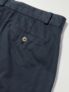 Sunspel - Straight-Leg Garment-Dyed Cotton-Blend Twill Chino Shorts - Blue
