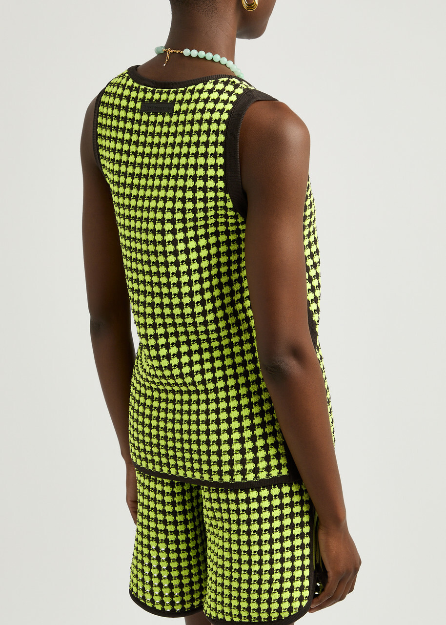 Adidas X Wales Bonner Patterned-intarsia Crochet-knit Vest Yellow