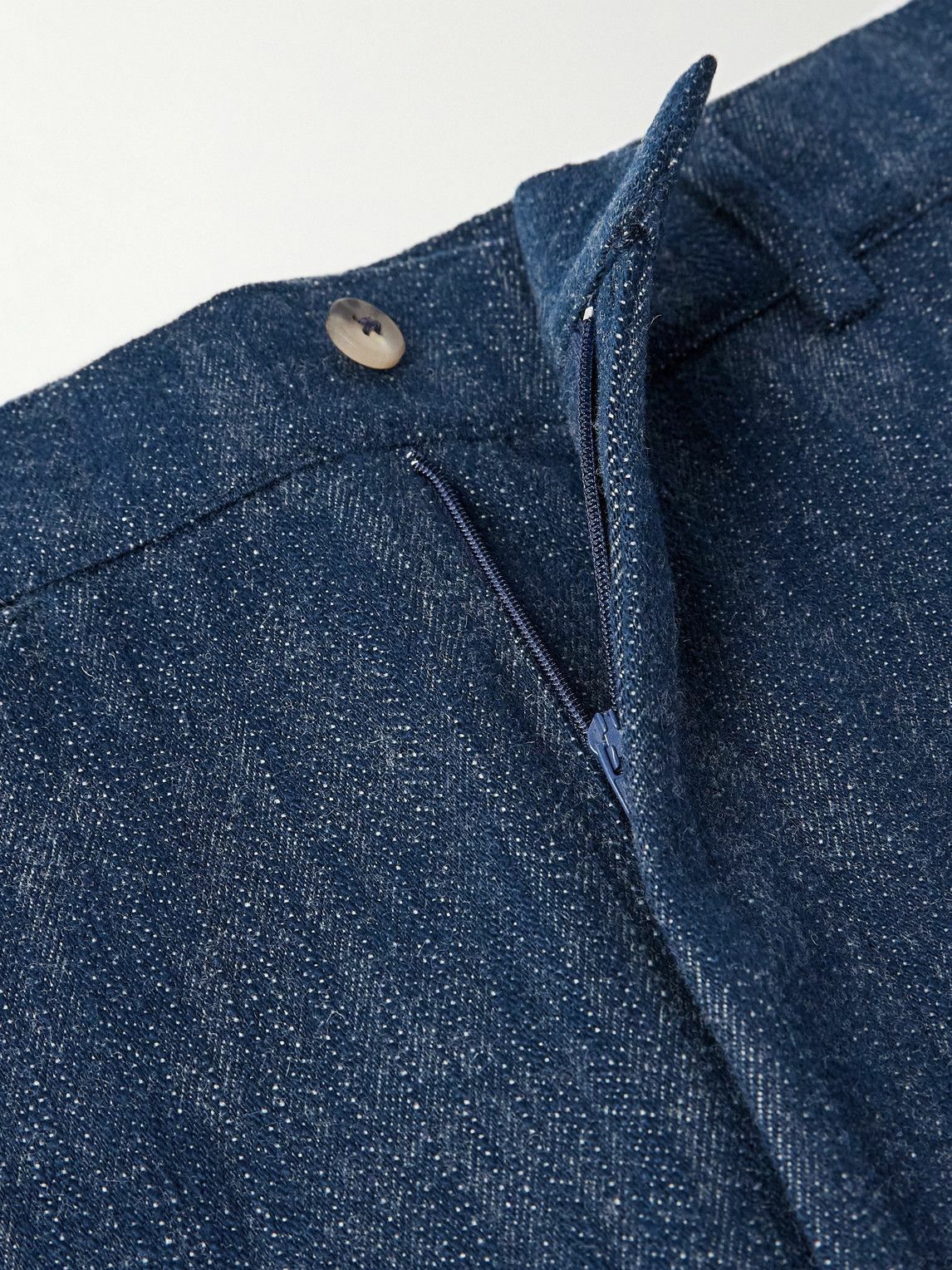 De Bonne Facture - Balloon Tapered Cotton and Virgin Wool-Blend Trousers - Blue