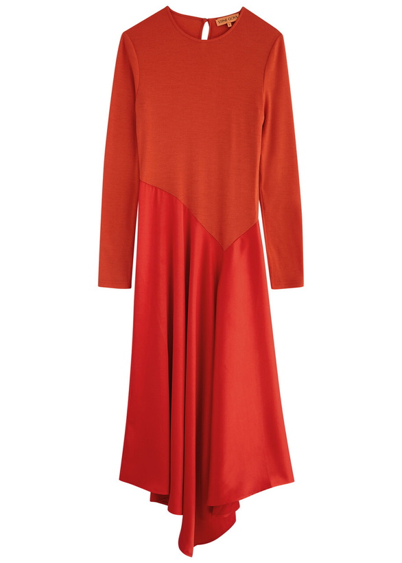 Photo: Stine Goya Wool and Satin Midi Dress Orange