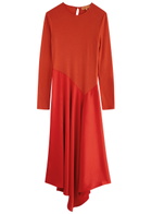 Stine Goya Wool and Satin Midi Dress Orange