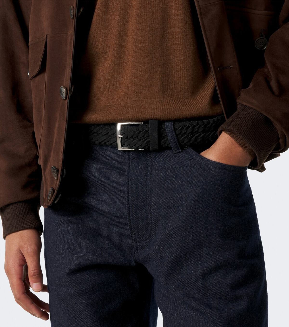 Kiton Braided suede belt