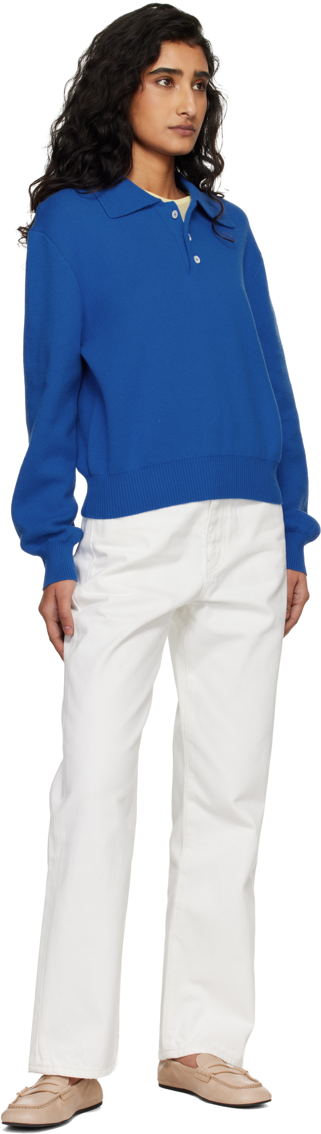 Dunst Blue Cashmere Collared Sweater Polo