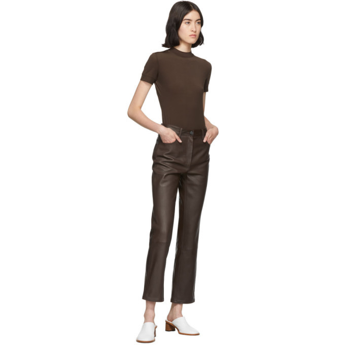 The Row Brown Leather Charlee Trousers The Row