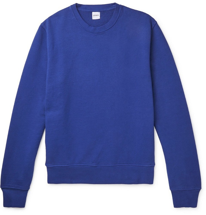 Photo: Aspesi - Garment-Dyed Loopback Cotton-Jersey Sweatshirt - Men - Cobalt blue